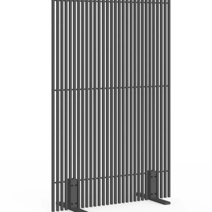 Paravent extérieur ajouré claustra décoratif 120 x 180 cm persiennes verticales métal gris anthracite