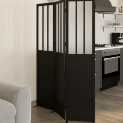 Paravent intérieur verrière atelier noir et vitres opaques