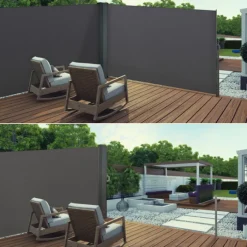 Paravent rétractable double gris anthracite
