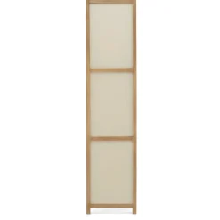 Paravent rétractable intérieur décoratif en bois et tissu beige