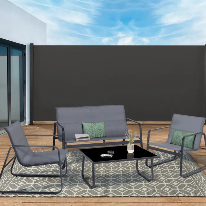 Paravent rétractable 5x2m gris anthracite