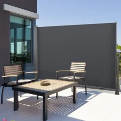 Paravent rétractable 3x1,8m gris pour l’extérieur