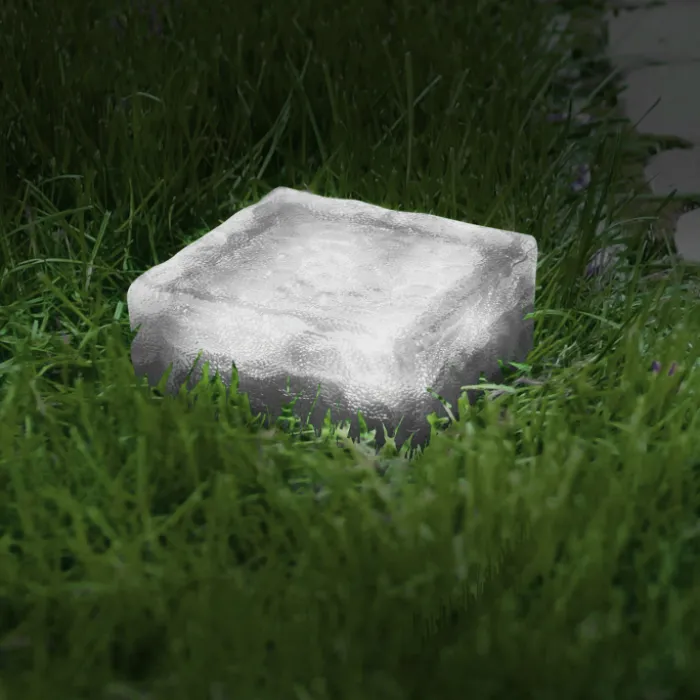 Pavés solaires en verre 4 LEDS blanches éclairage de jardin