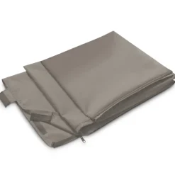 Pergola acier lames orientables 3x4m avec 4 stores taupe