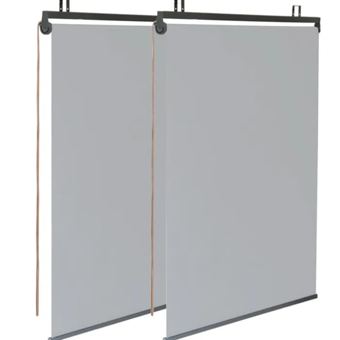 Pergola acier lames orientables 3x4 m avec 4 stores gris clair