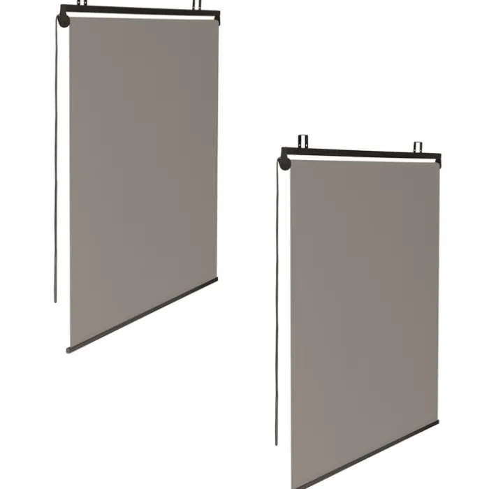 Pergola au toit rétractable avec 6 stores coloris taupe