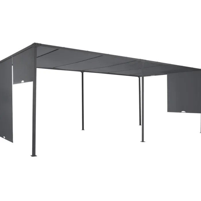 Pergola avec rideaux coulissants gris anthracite 3x6m