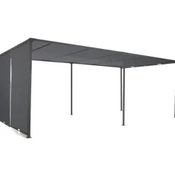 Pergola avec rideaux coulissants gris anthracite 3x6m