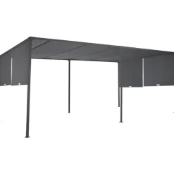 Pergola avec rideaux coulissants gris anthracite 3x6m
