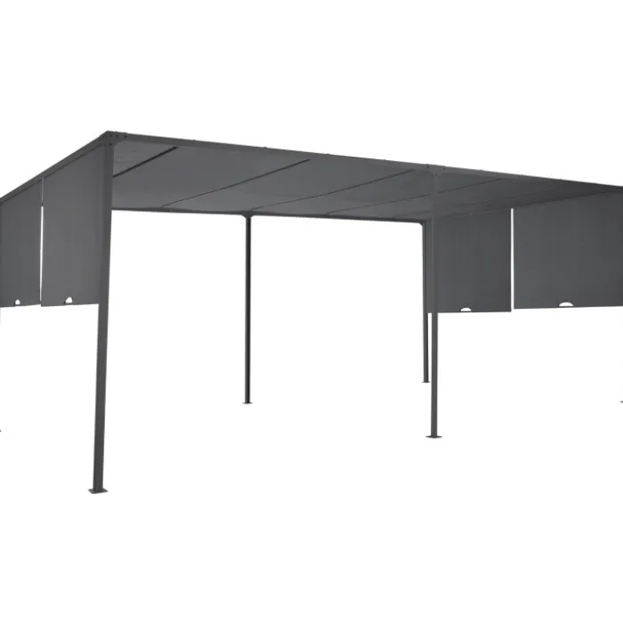 Pergola avec rideaux coulissants gris anthracite 3x6m
