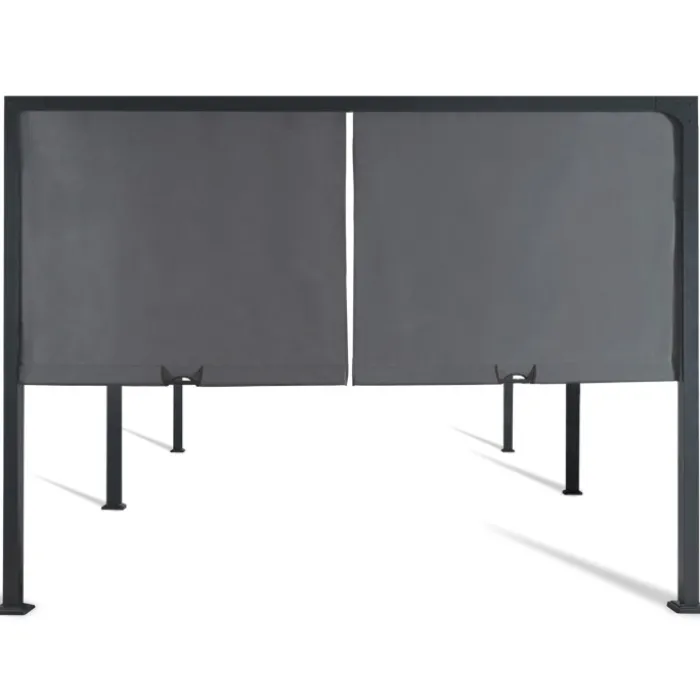 Pergola avec rideaux coulissants gris anthracite 3x6m