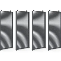 Pergola bioclimatique lames orientables acier 3x4 M avec persiennes horizontales gris anthracite