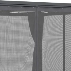 Pergola bioclimatique lames orientables acier 3x4 M rideaux et moustiquaire gris anthracite