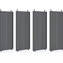 Pergola bioclimatique lames orientables acier 3x4 M avec persiennes verticales gris anthracite