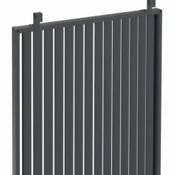Pergola bioclimatique lames orientables acier 3x4 M avec persiennes verticales gris anthracite