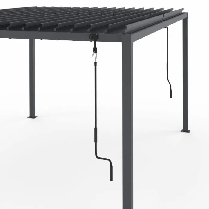 Pergola bioclimatique 3x4 M lames orientables acier gris anthracite
