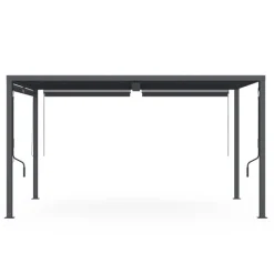 Pergola bioclimatique 3x4M lames orientables et stores gris anthracite
