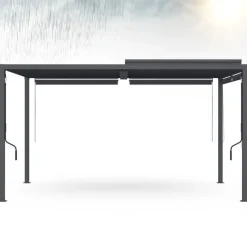 Pergola bioclimatique 3x4M lames orientables et stores gris anthracite