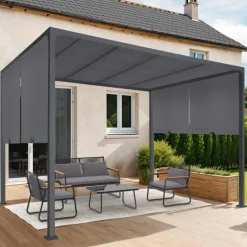 Pergola coulissante gris anthracite 2 pans 3x3 M