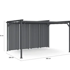 Pergola édition collector persiennes verticales toit rétractable 3x4 M 4 pans modulables gris anthracite