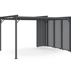 Pergola édition collector persiennes verticales toit rétractable 3x4 M 4 pans modulables gris anthracite