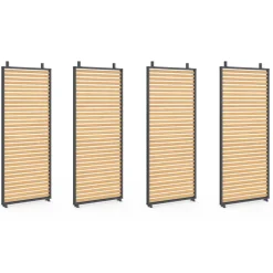 Pergola édition collector persiennes horizontales effet bois et toit rétractable 3x4M 4 pans modulables gris anthracite