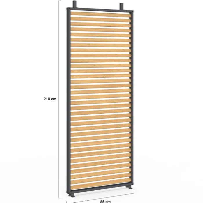 Pergola édition collector persiennes horizontales effet bois et toit rétractable 3x4M 4 pans modulables gris anthracite