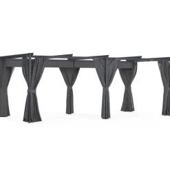 Pergola édition intégrale moustiquaire toit rétractable 3x6 M et 6 rideaux gris