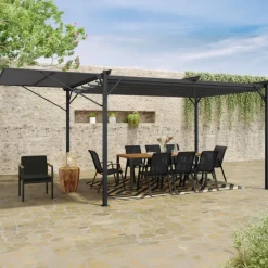 Pergola gris anthracite 3x4M avec auvent et toit réglable