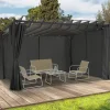 Pergola lames orientables avec 4 rideaux gris 3x4 M