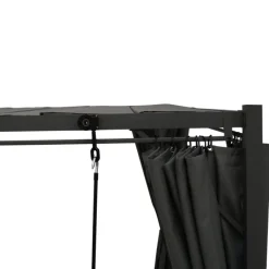 Pergola lames orientables avec 4 rideaux gris 3x4 M