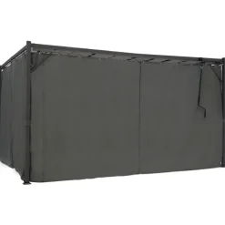 Pergola lames orientables avec 4 rideaux gris 3x4 M