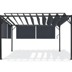 Pergola lames orientables et stores gris anthracite