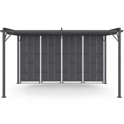 Pergola persienne 3x4 M gris anthracite avec toit rétractable et 4 pans modulables