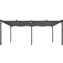 Pergola rétractable gris 6 pieds en acier 3x6 m et toile polyester
