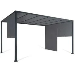Pergola toile coulissante en métal gris