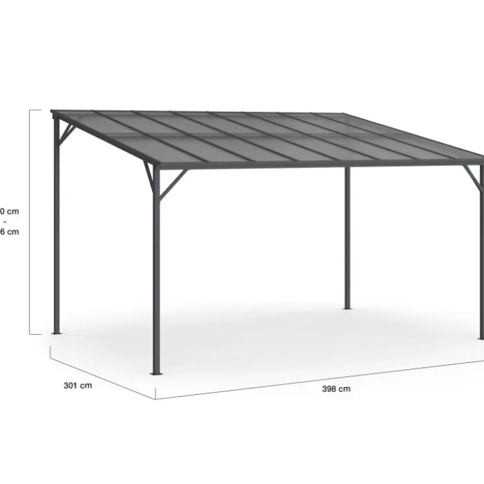 Pergola toit rigide en polycarbonate 3x4 M gris anthracite