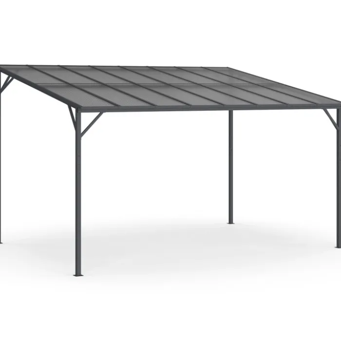 Pergola toit rigide en polycarbonate 3x4 M gris anthracite