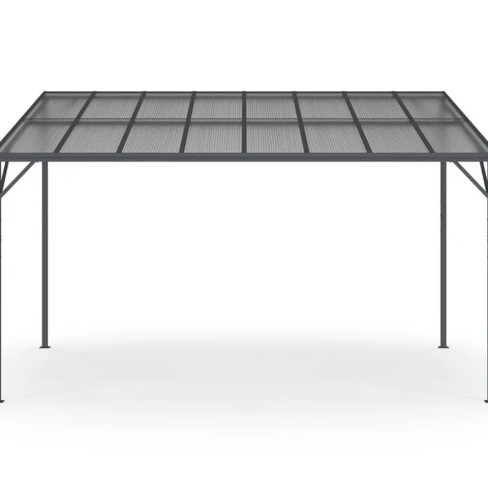 Pergola toit rigide en polycarbonate 3x4 M gris anthracite