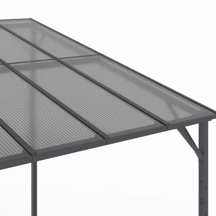 Pergola toit rigide en polycarbonate 3x4 M gris anthracite