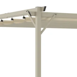 Pergola toit rétractable 4 pieds 3x4 M tonnelle structure beige et toile beige