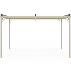 Pergola toit rétractable 4 pieds 3x4 M tonnelle structure beige et toile beige