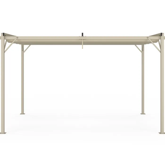 Pergola toit rétractable 4 pieds 3x4 M tonnelle structure beige et toile beige