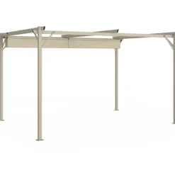 Pergola toit rétractable 4 pieds 3x4 M tonnelle structure beige et toile beige