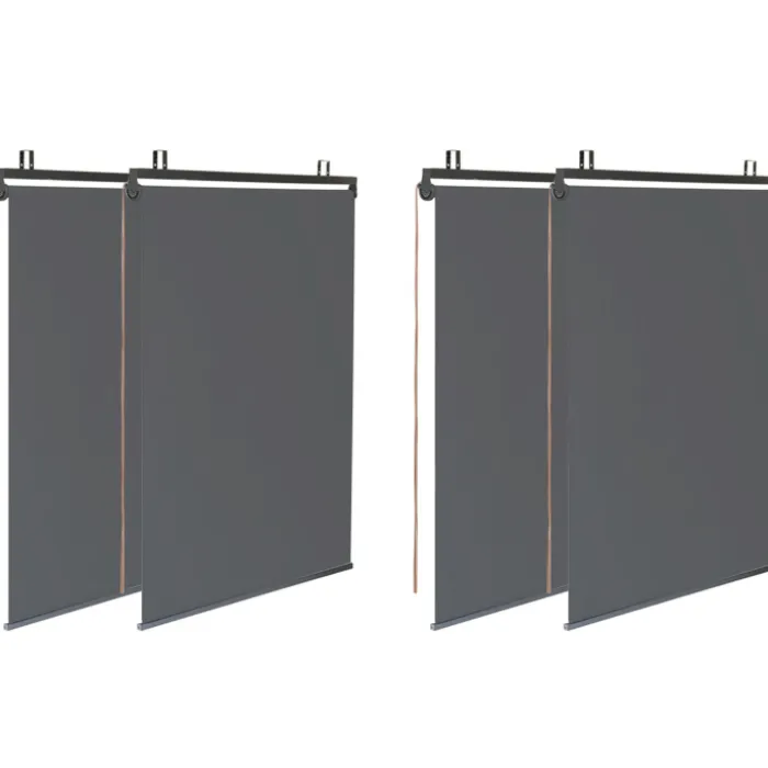 Pergola toit rétractable gris et stores enrouleurs