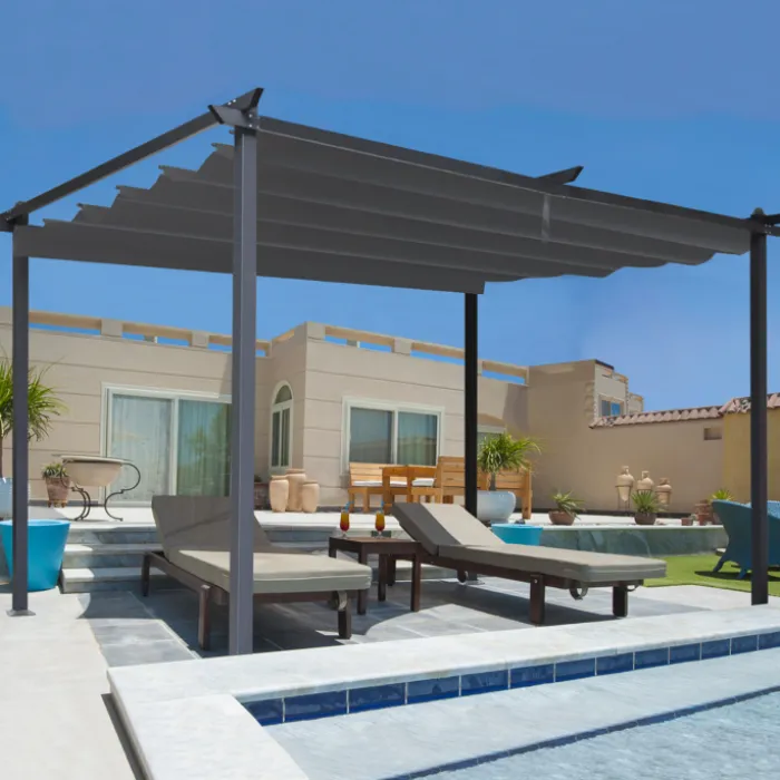 Pergola toit rétractable gris 3x4 M