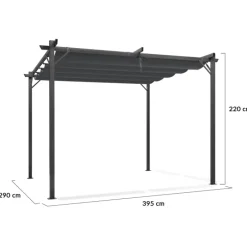 Pergola toit rétractable gris 3x4 M