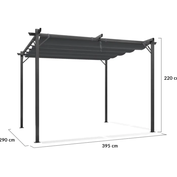 Pergola toit rétractable gris 3x4 M