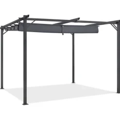 Pergola toit rétractable gris 3x4 M