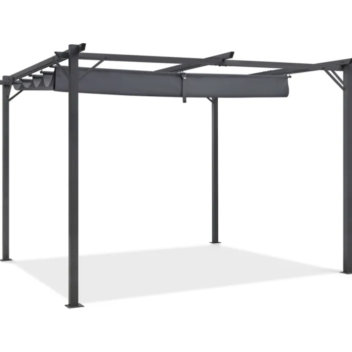 Pergola toit rétractable gris 3x4 M